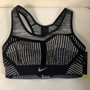 Nike Flyknit Women's XS Black High-Support Non-Padded Sports Bra, Grey